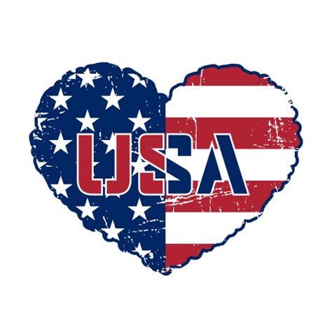 Usa America Retro Heart Flag Royalty Free Vector Image