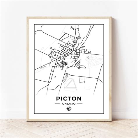 Picton Map Print Map of Picton Ontario Black & White Digital Download ...