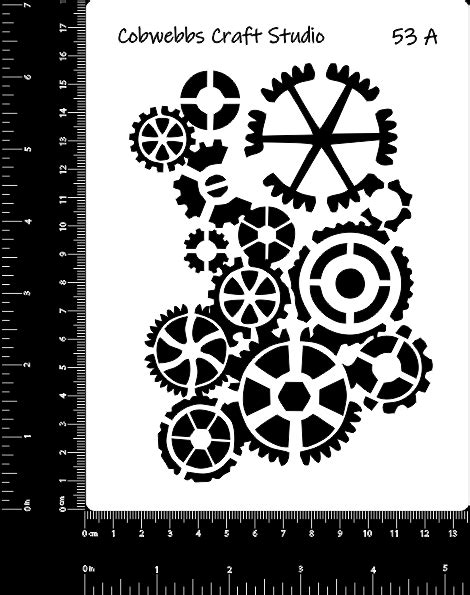 A53 Cogs Steampunk Stencil Powertex Australia