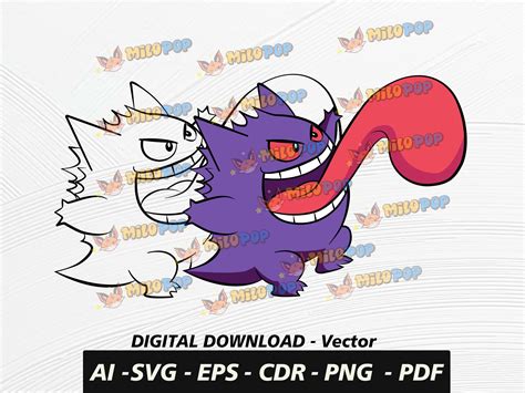 Gengar Tongue Vector File Svg Ai Pdf Eps Png Cdr Etsy