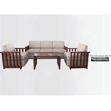 Rigez Mahogany Wood Upholstery Sofa Set, Wood Sofa, Solid Wood Sofa ...