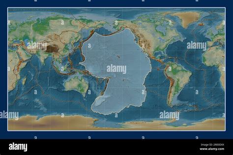 Pacific tectonic plate on the physical elevation map in the Patterson ...