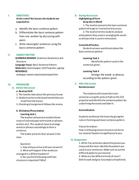 Five Basic English Sentence Patterns Damerks