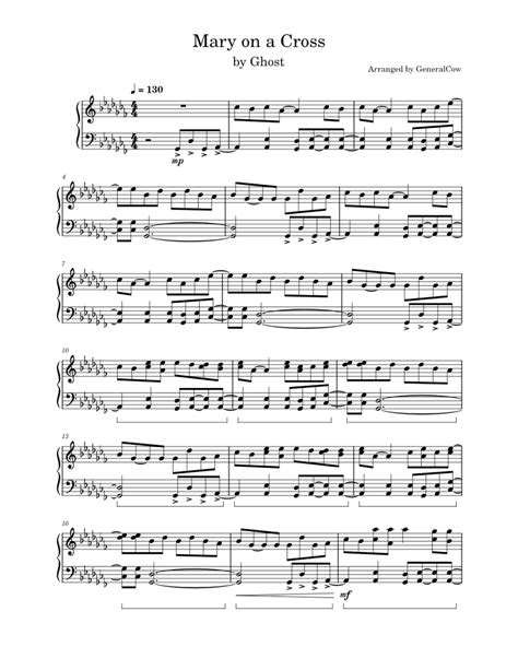 Mary On A Cross Ghost Piano Solo Sheet Music For Piano Solo