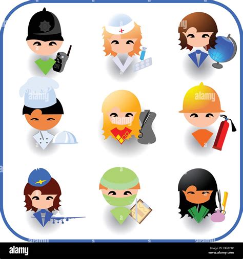 People S Occupations Icon Set Stock Vector Image Art Alamy