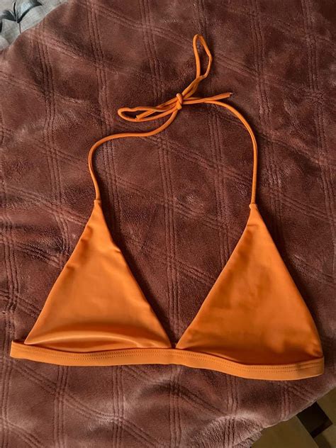 Orange Triangle Bikini Top Women S Fashion Swimwear Bikinis Swimsuits On Carousell