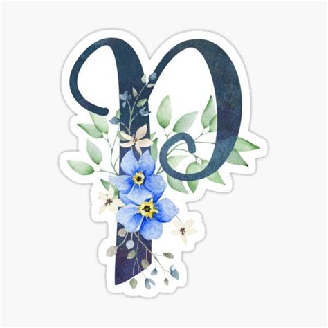 Pegatina For Sale Con La Obra Monogram P Wild Blue Flowers De