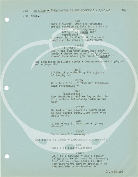 Springtime In The Rockies Original Screenplay For The 1942 Film By