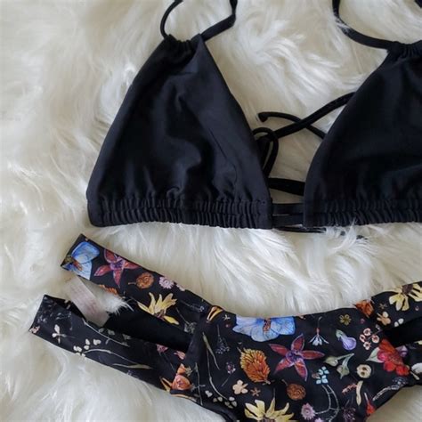 Beach Babe Swimwear Swim Beach Babe Swimwear Black Floral Bikini Set Poshmark