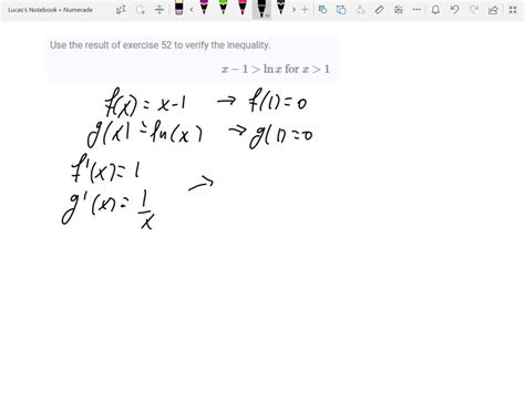 Solved Use The Result Of Exercise 46 To Verify The Inequality X 1 Lnx