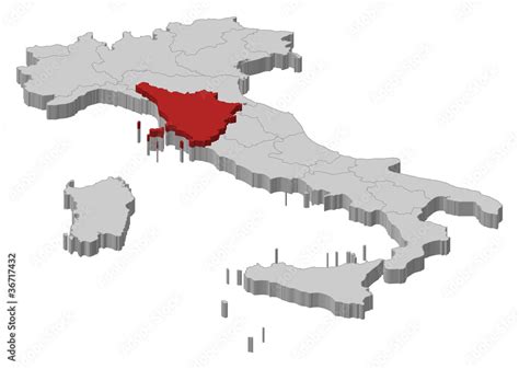 Map Of Italy Tuscany Highlighted Stock Vector Adobe Stock