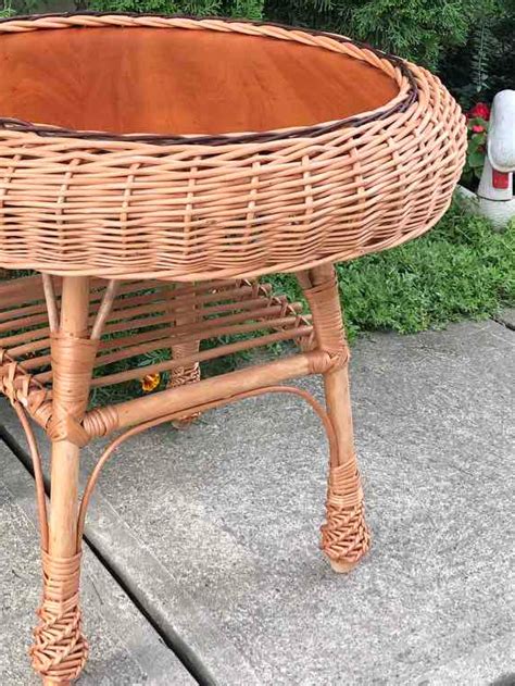 Boho Rattan Coffee Table Round Coffee Table Wicker Side Etsy