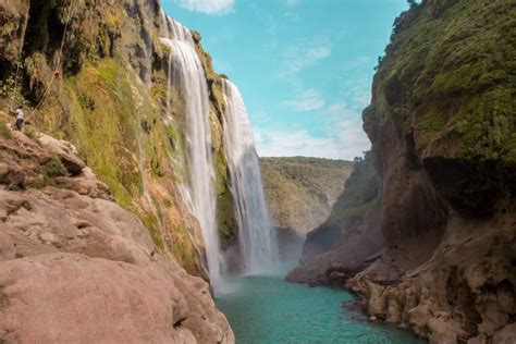 Wasserfall Cascada De Tamul Eine Faszinierende Naturbelassene Schönheit ⦑huasteca Potosina Mexiko⦒