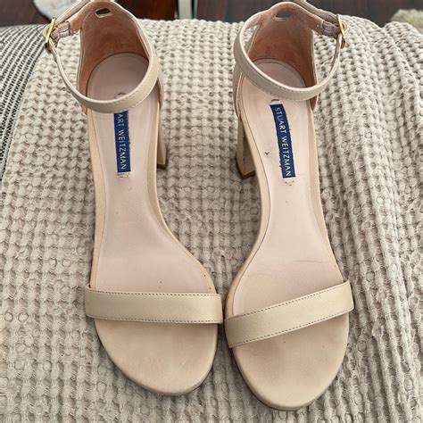 Stuart Weitzman Nude Block Heel Sandal Gem