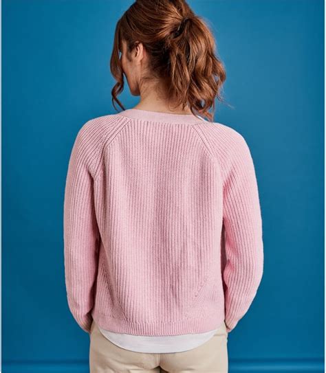 Light Pink Marl Womens Pure Cotton Crop Edge To Edge Cardigan