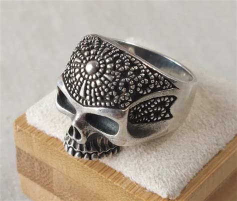 Ancienne Bague Pour Homme Forme T Te De Mort En Argent Massif Eur