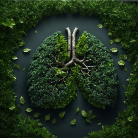 Premium Photo A Lung Made Of Trees Filled With Green Leaves A