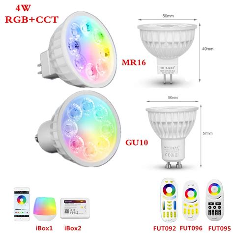 Ac Dc12v Mi Light 4w Rgb Cct Led Spotlight Gu10 Fut103 Mr16 Fut104 2 4g