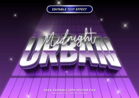 Premium Vector Midnight Urban 3d Neon Text Style Effect Editable