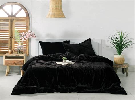 3 Pieces Set Luxury Crushed Velvet Duvet Cover Boho Bedding Uo Etsy