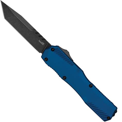 Kershaw Livewire Automatic Blue Aluminum Handle Blackwashed Tanto