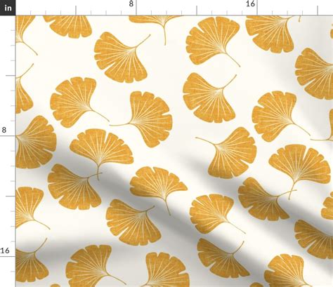 Ginkgo Leaves Saffron LAD19 Fabric Spoonflower