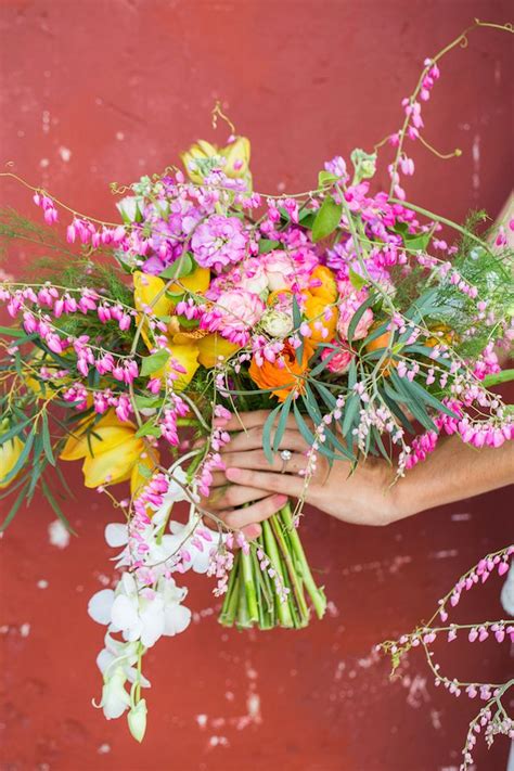 Mexican Wedding Flowers Hacienda Wedding Colorful Bridal Bouquet