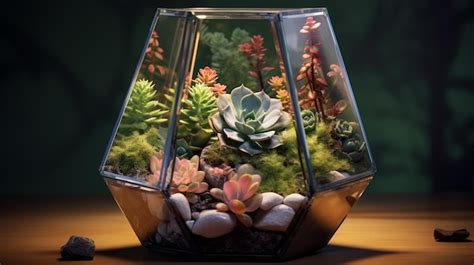 Premium Photo Geometric Glass Florarium With Succulents