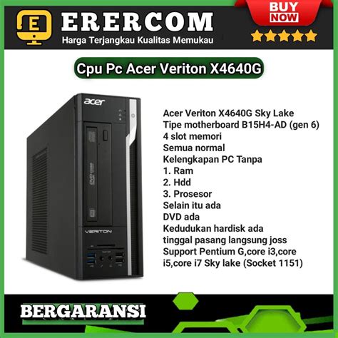 Jual Cpu Pc Komputer Computer Pc Mini Acer Veriton X4640G Socket 1151