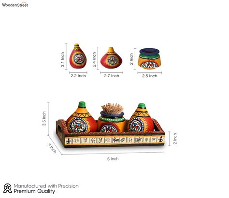 Buy Terracotta Warli Salt Amd Pepper Shaker With Toothpick Holder