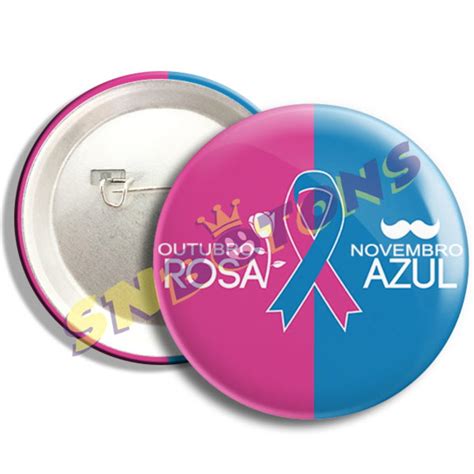 100 Botons Bottons Personalizados Outubro Rosa Novembro Azul