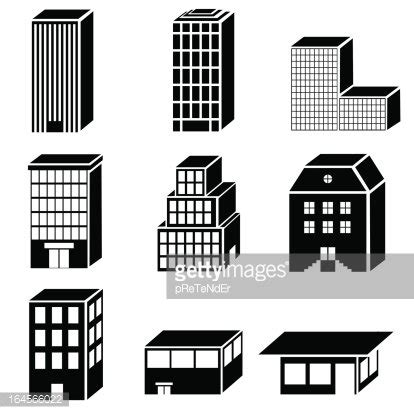 Simple Buildings Icons In Isometry Stock Clipart Royalty Free