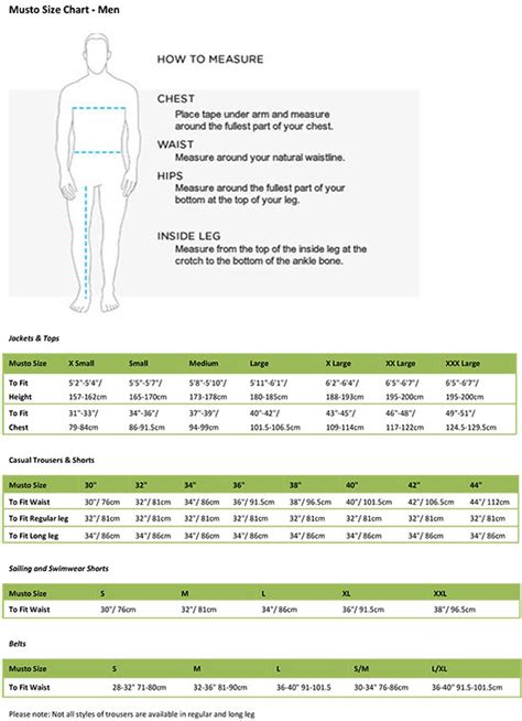 Musto Size Chart: A Visual Reference of Charts | Chart Master