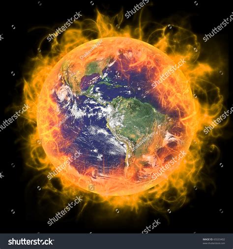 Real Earth Planet Space Red Fire Stock Illustration 65533402 | Shutterstock