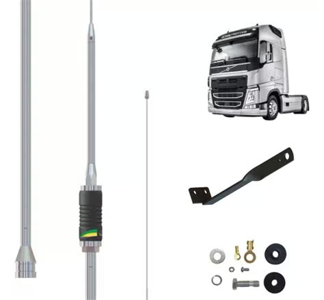 Antena Px Mini Argentina Cromada Suporte Volvo Fh Motorista