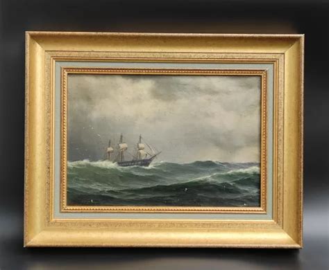 TABLEAU MARINE ANCIEN Huile sur toile signée Carl Baagøe Ecole danoise