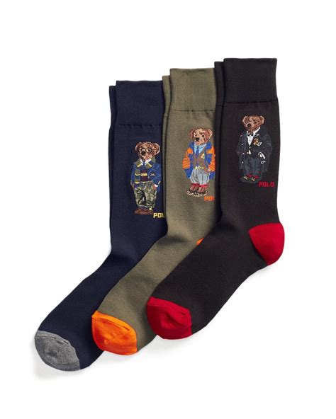 Polo Ralph Lauren Mens Three Pack Polo Bear Crew Sock T Set