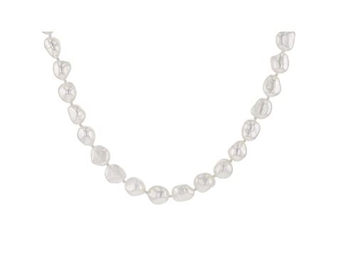 White Cultured Freshwater Pearl Rhodium Over Sterling Silver Inch