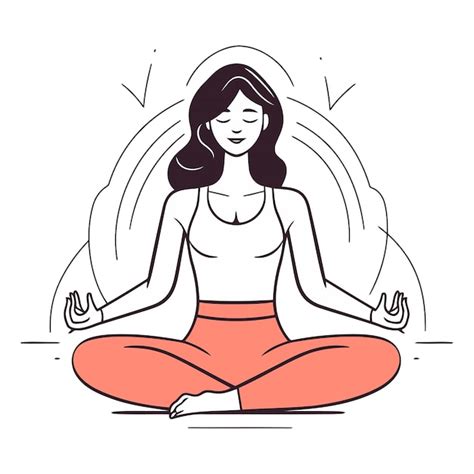 Mujer Meditando En Posici N De Loto Ilustraci N De Arte De L Nea