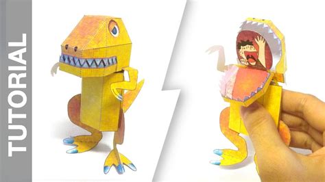 Kamikara Tyrannosaurus Mechanical Paper Toy Tutorial Youtube