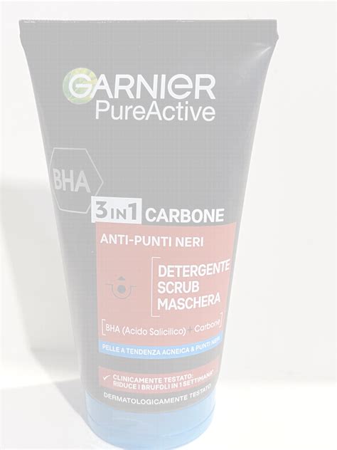 Garnier Pure Active 3 In 1 Charcoal Blackhead Mask Wash Scrub 150ml For