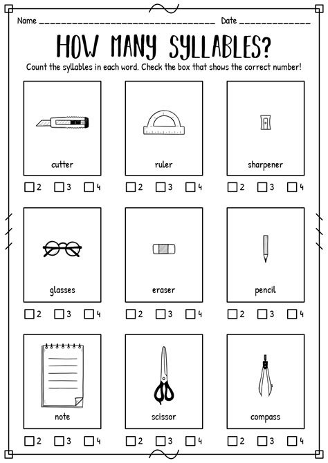 Syllables Worksheets Syllables Worksheets For St Grade