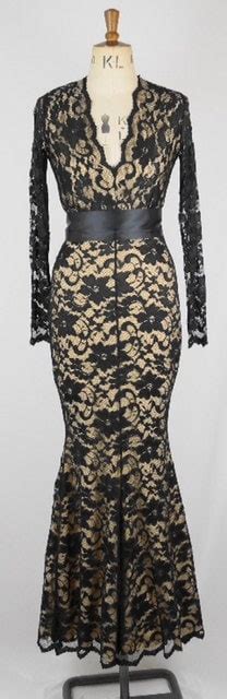 Baylis Knight Black Nude Lace Long Sleeve Low Cut FISHTAIL Etsy