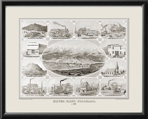 Silver Cliff Colorado Restored Map Vintage City Maps