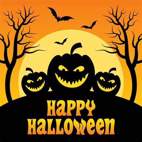 Feliz halloween letras calabazas vector ilustración | Vector Premium