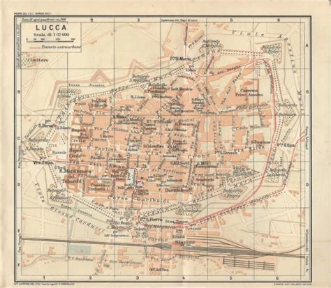 Carta Geografica Antica Lucca Pianta Della Citt Tci Old Antique