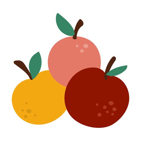 Vector cute apples pile with leaves. Autumn fruit icon. Funny flat ...