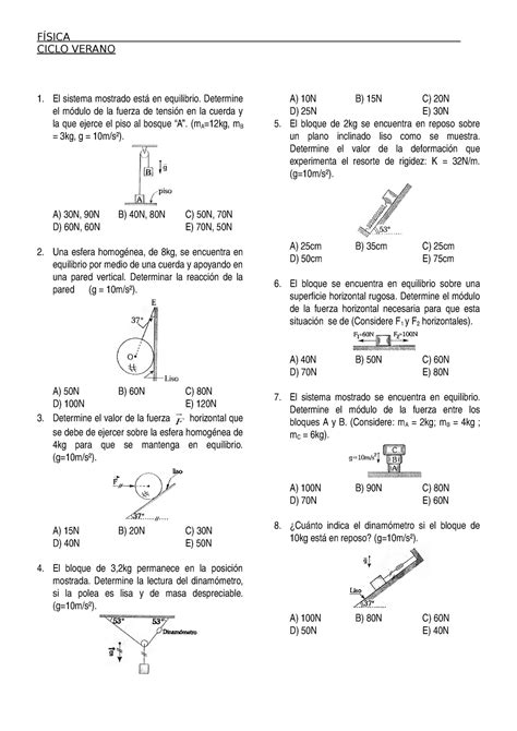 Física PD Nº 04 Título Ejercicios semana 4 CICLO VERANO 1 El