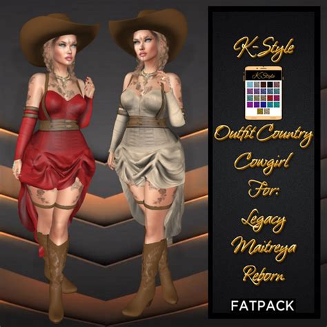 Second Life Marketplace K Style Outfit Country Cowgirl Fatpack