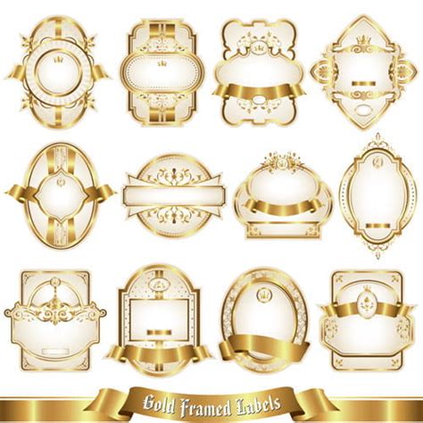 Shiny Gold Framed Labels Ornament Vector Ai Uidownload